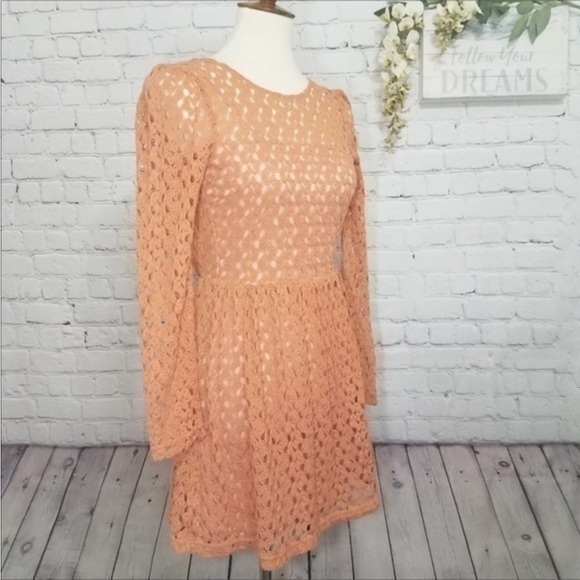 ALTAR’D state orange crochet lace open back mini dress - Picture 1 of 7
